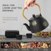 Cast Iron Teapot with Infuser for Loose Leaf Tea Japanese Style Tea Kettle for Stove Top, Enameled Interior Sakura Design (Black,40oz/1200ml)