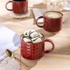 12 OZ Stackable Coffee Mugs Set of 4, Ceramic Coffee Cups with Texture Patterns for Man,Woman,Dad,Mom