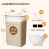 Rice Container Set of 2(9.5L/10Qt), Large Airtight Food Storage Containers with Lid and Rice Washer, Plastic Canisters Sets for The Kitchen