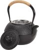 Cast Iron Teapot - 1200 mL, Black, 2 Cups - Japanese Tea Set with Stainless Steel Infuser & Stovetop Kettle for Loose Leaf Tea