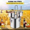 Moonshine Still Distiller 3Gal 12L Stainless Steel Water Distiller Copper Tube with Circulating Pump Home Brewing Kit Build-in Thermometer for DIY Whi