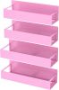 4 Pack Magnetic Spice Storage Rack Organizer for Refrigerator and Oven, Pink Fridge Organizers and Storage