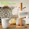 Porcelain Coffee Mugs Set of 6, 13 Ounce Coffee Cups with Handle, Ceramic Tea Mugs for Latte, Hot Tea, Cappuccino, Mocha, Cocoa, Mug Gift Set