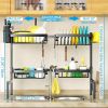 4 Baskets 2-Tier Over The Sink Dish Drying Rack, 26.57"-35", Large Sink Rack for Kitchen, Extensible and Adjustable, Saving Kitchen Space
