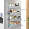 4 Pack Magnetic Spice Storage Rack Organizer for Refrigerator and Oven, Gray Fridge Organizers and Storage