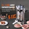 Manual Sausage Stuffer, 2 L / 5 LBS Vertical Sausage Machine with G-type Clamp, Food-Grade 304 Stainless Steel Barrel with 2 Stuffing Tubes