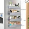 4 Pack Magnetic Spice Storage Rack Organizer for Refrigerator and Oven, Gray Fridge Organizers and Storage