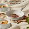 12 pcs Pots and Pans Set, Nonstick Kitchen Induction Cookware Suit with Detachable Handle, Dishwasher Oven Safe, Milky White