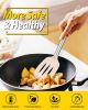Pack of 4 Silicone Cooking Utensils Set, Non Stick Large Solid Spatulas, Heat Resistant Stainless Steel Khaki Slotted Spoons