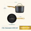 Forged Induction 3 Quart Ceramic Nonstick Saucepan with Lid, Dishwasher Safe and Oven Safe to 500°F, Black