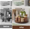 2 Pack 9'' 10'' Lazy Susan Turntable Organizer for Table Top Cabinet, Wooden Lazy Susan for Kitchen,