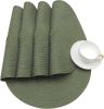 Round Placemats Set of 6 Washable 15 inch Round Table Mats Cotton Polyester Woven Braided Place Mats for Dining Table (Olive Green, 6)