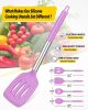 Pack of 4 Silicone Cooking Utensils Set, Non Stick Large Solid Spatulas, Heat Resistant Purple Slotted Spoons