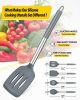 Pack of 4 Silicone Cooking Utensils Set, Non Stick Large Solid Spatulas, Heat Resistant Gray Slotted Spoons, Ideal BPA Free Kitchen Turners for Frying
