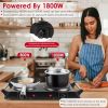 Dual Hot Plate Electric Cooktop - 800W+1000W Power, 6.3in+7.5in Silicon Crystal Glass Plates, 5 Stepless Heating Gears