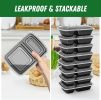 50 Pack (100-Piece) 28 oz Meal Prep Containers Reusable with Lids 2-Compartment, Sturdy Leakproof Food Safe, Microwave Freezer Dishwasher Safe