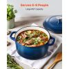 Enameled Cast Iron Dutch Oven, 6 Quart Pot with Lid and Dual Handles, Heavy-Duty Durable Cookware Pan, Oven Induction Compatible up to 500 F, for Brai
