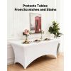 6 Pack Table Cloth for 8FT Rectangular Fitted Events, Wrinkle-Resistant Stretch White Table Covers, Washable Spandex Tablecloth Protector, for Party