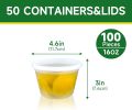 50 Set 16 oz Deli Containers with Lids, Leak-Proof BPA Free Plastic Take Out Bowls, Food Storage Containers for Takeout Meal Prep Storage, Freezer