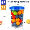 10 Pack 34oz Reusable Freezer Food Storage Containers with Twist Top Lids