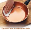 Glide Copper 12.5 Inch Ceramic Nonstick Deep Frying Pan with Helper Handle, Dishwasher Safe, Black