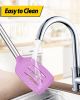 Pack of 4 Silicone Cooking Utensils Set, Non Stick Large Solid Spatulas, Heat Resistant Purple Slotted Spoons
