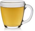 Tapered Glass Mug Set of 8, 15.5 Oz Thick, Clear Glass Coffee Cups w/ C-Shaped Handle, Dishwasher Safe Coffee Mugs Set for Tea, Cider and More