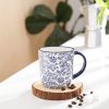 10 oz Coffee Mugs Set of 6 with Handle, Coffee Cups Ceramic for Cappuccino Latte Cocoa Milk Tea, Dishwasher Microwave Safe, Vintage Blue