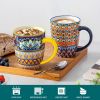 16 oz Coffee Mugs Set of 6, Large Ceramic Mug with Handle, Boho Coffee Cups for Latte, Cappuccino & Hot Chocolate