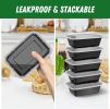 50 Pack (100-Piece) 24 oz Meal Prep Containers Reusable with Lids, Sturdy Leakproof Food Safe, Microwave, Freezer, Dishwasher Safe Prep Containers