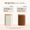 3.6 Qt Glass Food Storage Containers Set of 2, Large Storage Containers with Lids, Square Glass Jars with Lids, for Flour and Sugar, Cereal, Rice