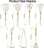 Elegant White Gold Silicone Cooking Utensils Set - Non-Toxic, Dishwasher Safe Kitchen Utensils Set with Heat Resistant Comfort Handles - Includes Spat