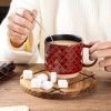 12 OZ Stackable Coffee Mugs Set of 4, Ceramic Coffee Cups with Texture Patterns for Man,Woman,Dad,Mom