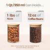 1 Qt Glass Storage Containers with Lids, Glass Jars with Lids, Clear Food Storage Jar, Round Canister Set of 6