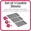 Everyday Nonstick Baking Sheet Set, 3 Pack Includes One Small, Medium Large Pan Carbon Steel Construction Cookie Sheet Bakeware Set, Gray