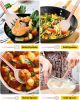 Pack of 4 Silicone Cooking Utensils Set, Non Stick Large Solid Spatulas, Heat Resistant Rose Gold Khaki Slotted Spoons