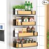 4 Pack Magnetic Spice Storage Rack Organizer for Refrigerator and Oven, Wood Fridge Organizers and Storage