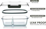 [5-Pack, 36 oz] Glass Meal Prep Containers 3 Compartment with Lids, Glass Lunch Containers,Food Prep Lunch Box,Bento Box,Microwave, Oven, Freezer
