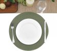 Round Placemats Set of 6 Washable 15 inch Round Table Mats Cotton Polyester Woven Braided Place Mats for Dining Table (Olive Green, 6)