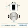 Brilliance 8 Quart Stockpot with Lid, Induction Compatible, Metal Utensil and Dishwasher Safe, Stainless Steel