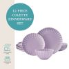 Colette 12-Piece Stoneware Dinnerware Set, Purple