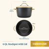 Forged Induction Ceramic Nonstick Stockpot with Lid, 6 Quart, Black