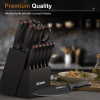 14-Piece Kitchen Knife Set with Built-In Sharpener, German Stainless Steel Blades, Rust-Resistant & Dishwasher Safe, Black
