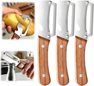 Multi-Functional Vegetable Peeler fo Kitchen: 2 in 1 Stainless Steel Peeler with Wooden Handle and Bottle Opener - Peelers for Potato Pumpkin Papaya Z (Blade Material: Stainless Steel)