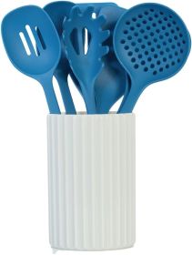 Kitchen Utensils Set, 8pcs - Nonstick Cooking Tools with Utensil Holder - Nylon Spoon, Ladle, Skimmer, Spaghetti Server (Material: Nylon)