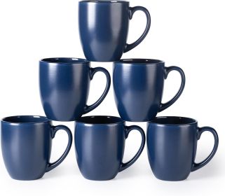 12oz Coffee Mugs Set of 6, Large Ceramic Coffee Mugs for Man, Woman, Dad, Mom (Color: Navy Blue)