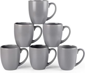 12oz Coffee Mugs Set of 6, Large Ceramic Coffee Mugs for Man, Woman, Dad, Mom (Color: Grey)