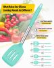 Pack of 4 Silicone Cooking Utensils Set, Non Stick Large Solid Spatulas, Heat Resistant Blue Slotted Spoons, Ideal BPA Free Kitchen Turners for Frying