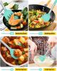Pack of 4 Silicone Cooking Utensils Set, Non Stick Large Solid Spatulas, Heat Resistant Blue Slotted Spoons, Ideal BPA Free Kitchen Turners for Frying