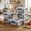 Yakimoto 2/4/6/8/10 PCS Extra-Large Stainless Steel Food Storage Containers With Blue Lids - Deep Design, Airtight Seal, Perfect For Refrigerator Orga